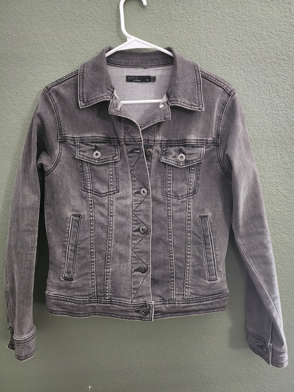 Prana Men's-Style Gray Denim Jacket - Button-Front